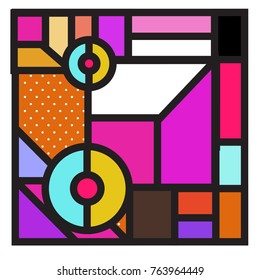 Trendy geometric elements memphis greeting cards design. Retro style texture, pattern and elements. Modern abstract design poster and cover template