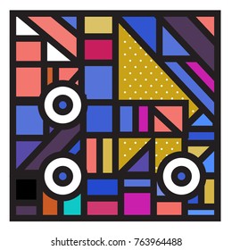Trendy geometric elements memphis greeting cards design. Retro style texture, pattern and elements. Modern abstract design poster and cover template
