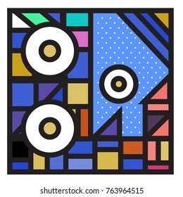 Trendy geometric elements memphis greeting cards design. Retro style texture, pattern and elements. Modern abstract design poster and cover template