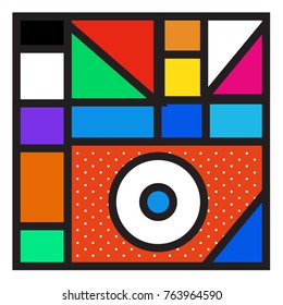 Trendy geometric elements memphis greeting cards design. Retro style texture, pattern and elements. Modern abstract design poster and cover template