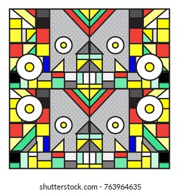 Trendy geometric elements memphis greeting cards design. Retro style texture, pattern and elements. Modern abstract design poster and cover template