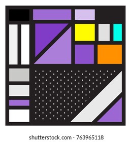 Trendy geometric elements memphis greeting cards design. Retro style texture, pattern and elements. Modern abstract design poster and cover template