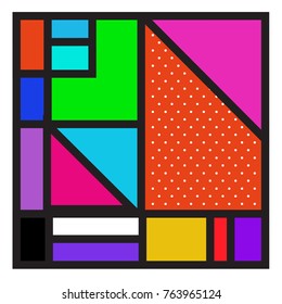 Trendy geometric elements memphis greeting cards design. Retro style texture, pattern and elements. Modern abstract design poster and cover template