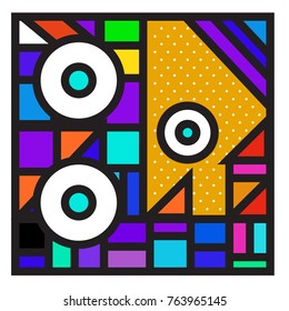 Trendy geometric elements memphis greeting cards design. Retro style texture, pattern and elements. Modern abstract design poster and cover template
