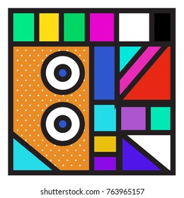Trendy geometric elements memphis greeting cards design. Retro style texture, pattern and elements. Modern abstract design poster and cover template