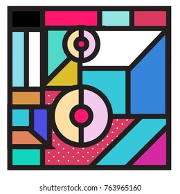 Trendy geometric elements memphis greeting cards design. Retro style texture, pattern and elements. Modern abstract design poster and cover template