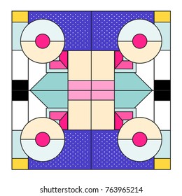 Trendy geometric elements memphis greeting cards design. Retro style texture, pattern and elements. Modern abstract design poster and cover template