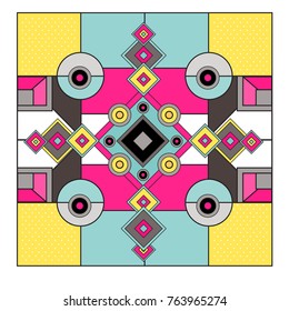 Trendy geometric elements memphis greeting cards design. Retro style texture, pattern and elements. Modern abstract design poster and cover template