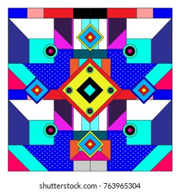 Trendy geometric elements memphis greeting cards design. Retro style texture, pattern and elements. Modern abstract design poster and cover template