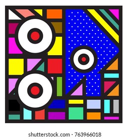 Trendy geometric elements memphis greeting cards design. Retro style texture, pattern and elements. Modern abstract design poster and cover template