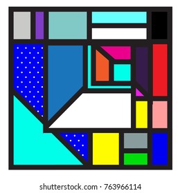 Trendy geometric elements memphis greeting cards design. Retro style texture, pattern and elements. Modern abstract design poster and cover template