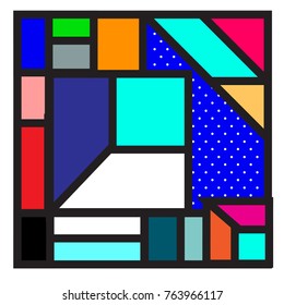 Trendy geometric elements memphis greeting cards design. Retro style texture, pattern and elements. Modern abstract design poster and cover template