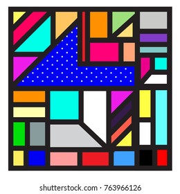 Trendy geometric elements memphis greeting cards design. Retro style texture, pattern and elements. Modern abstract design poster and cover template