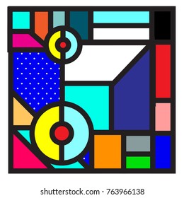 Trendy geometric elements memphis greeting cards design. Retro style texture, pattern and elements. Modern abstract design poster and cover template