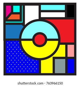 Trendy geometric elements memphis greeting cards design. Retro style texture, pattern and elements. Modern abstract design poster and cover template