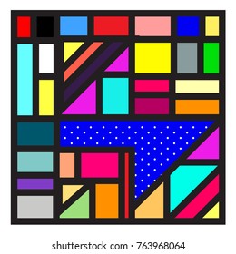 Trendy geometric elements memphis greeting cards design. Retro style texture, pattern and elements. Modern abstract design poster and cover template