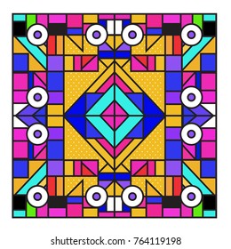 Trendy geometric elements memphis greeting cards design. Retro style texture, pattern and elements. Modern abstract design poster and cover template