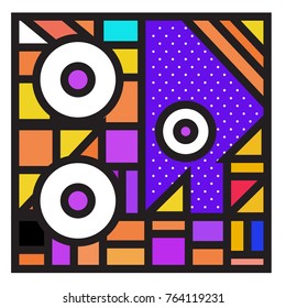 Trendy geometric elements memphis greeting cards design. Retro style texture, pattern and elements. Modern abstract design poster and cover template