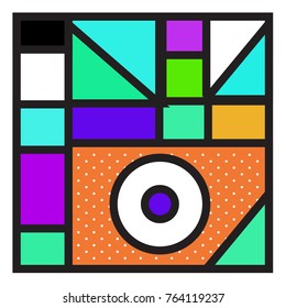 Trendy geometric elements memphis greeting cards design. Retro style texture, pattern and elements. Modern abstract design poster and cover template