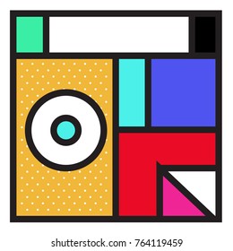 Trendy geometric elements memphis greeting cards design. Retro style texture, pattern and elements. Modern abstract design poster and cover template
