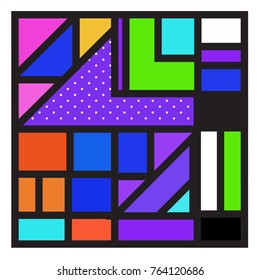 Trendy geometric elements memphis greeting cards design. Retro style texture, pattern and elements. Modern abstract design poster and cover template