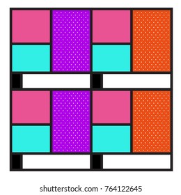 Trendy geometric elements memphis greeting cards design. Retro style texture, pattern and elements. Modern abstract design poster and cover template
