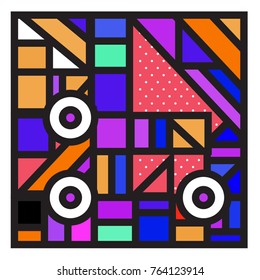 Trendy geometric elements memphis greeting cards design. Retro style texture, pattern and elements. Modern abstract design poster and cover template