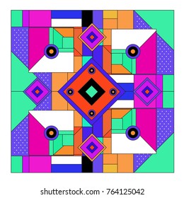 Trendy geometric elements memphis greeting cards design. Retro style texture, pattern and elements. Modern abstract design poster and cover template
