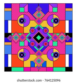 Trendy geometric elements memphis greeting cards design. Retro style texture, pattern and elements. Modern abstract design poster and cover template