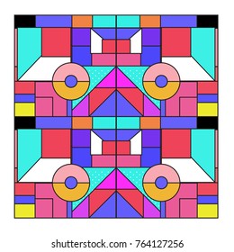 Trendy geometric elements memphis greeting cards design. Retro style texture, pattern and elements. Modern abstract design poster and cover template