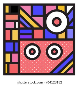 Trendy geometric elements memphis greeting cards design. Retro style texture, pattern and elements. Modern abstract design poster and cover template