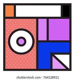 Trendy geometric elements memphis greeting cards design. Retro style texture, pattern and elements. Modern abstract design poster and cover template