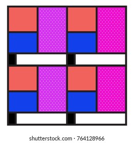 Trendy geometric elements memphis greeting cards design. Retro style texture, pattern and elements. Modern abstract design poster and cover template