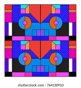 Trendy geometric elements memphis greeting cards design. Retro style texture, pattern and elements. Modern abstract design poster and cover template