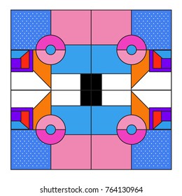 Trendy geometric elements memphis greeting cards design. Retro style texture, pattern and elements. Modern abstract design poster and cover template