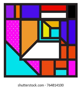 Trendy geometric elements memphis greeting cards design. Retro style texture, pattern and elements. Modern abstract design poster and cover template