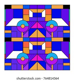 Trendy geometric elements memphis greeting cards design. Retro style texture, pattern and elements. Modern abstract design poster and cover template