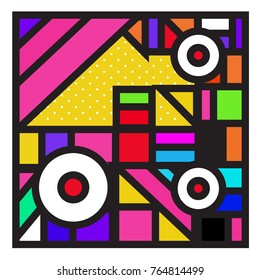 Trendy geometric elements memphis greeting cards design. Retro style texture, pattern and elements. Modern abstract design poster and cover template