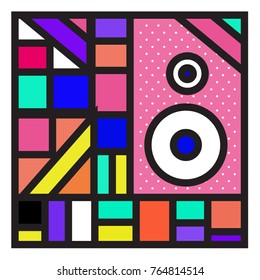 Trendy geometric elements memphis greeting cards design. Retro style texture, pattern and elements. Modern abstract design poster and cover template