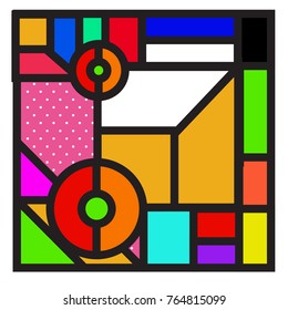Trendy geometric elements memphis greeting cards design. Retro style texture, pattern and elements. Modern abstract design poster and cover template