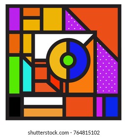 Trendy geometric elements memphis greeting cards design. Retro style texture, pattern and elements. Modern abstract design poster and cover template