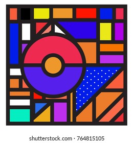 Trendy geometric elements memphis greeting cards design. Retro style texture, pattern and elements. Modern abstract design poster and cover template