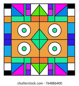 Trendy geometric elements memphis greeting cards design. Retro style texture, pattern and elements. Modern abstract design poster and cover template