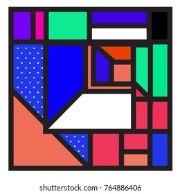 Trendy geometric elements memphis greeting cards design. Retro style texture, pattern and elements. Modern abstract design poster and cover template