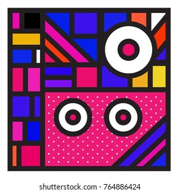 Trendy geometric elements memphis greeting cards design. Retro style texture, pattern and elements. Modern abstract design poster and cover template