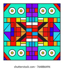 Trendy geometric elements memphis greeting cards design. Retro style texture, pattern and elements. Modern abstract design poster and cover template