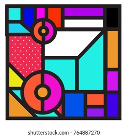 Trendy geometric elements memphis greeting cards design. Retro style texture, pattern and elements. Modern abstract design poster and cover template