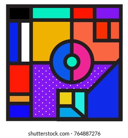 Trendy geometric elements memphis greeting cards design. Retro style texture, pattern and elements. Modern abstract design poster and cover template
