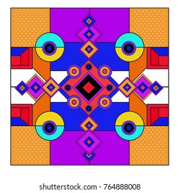 Trendy geometric elements memphis greeting cards design. Retro style texture, pattern and elements. Modern abstract design poster and cover template