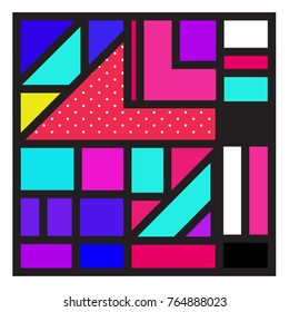 Trendy geometric elements memphis greeting cards design. Retro style texture, pattern and elements. Modern abstract design poster and cover template